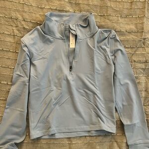 Light Blue/Gray Quarter Zip Workout Top from Paragon